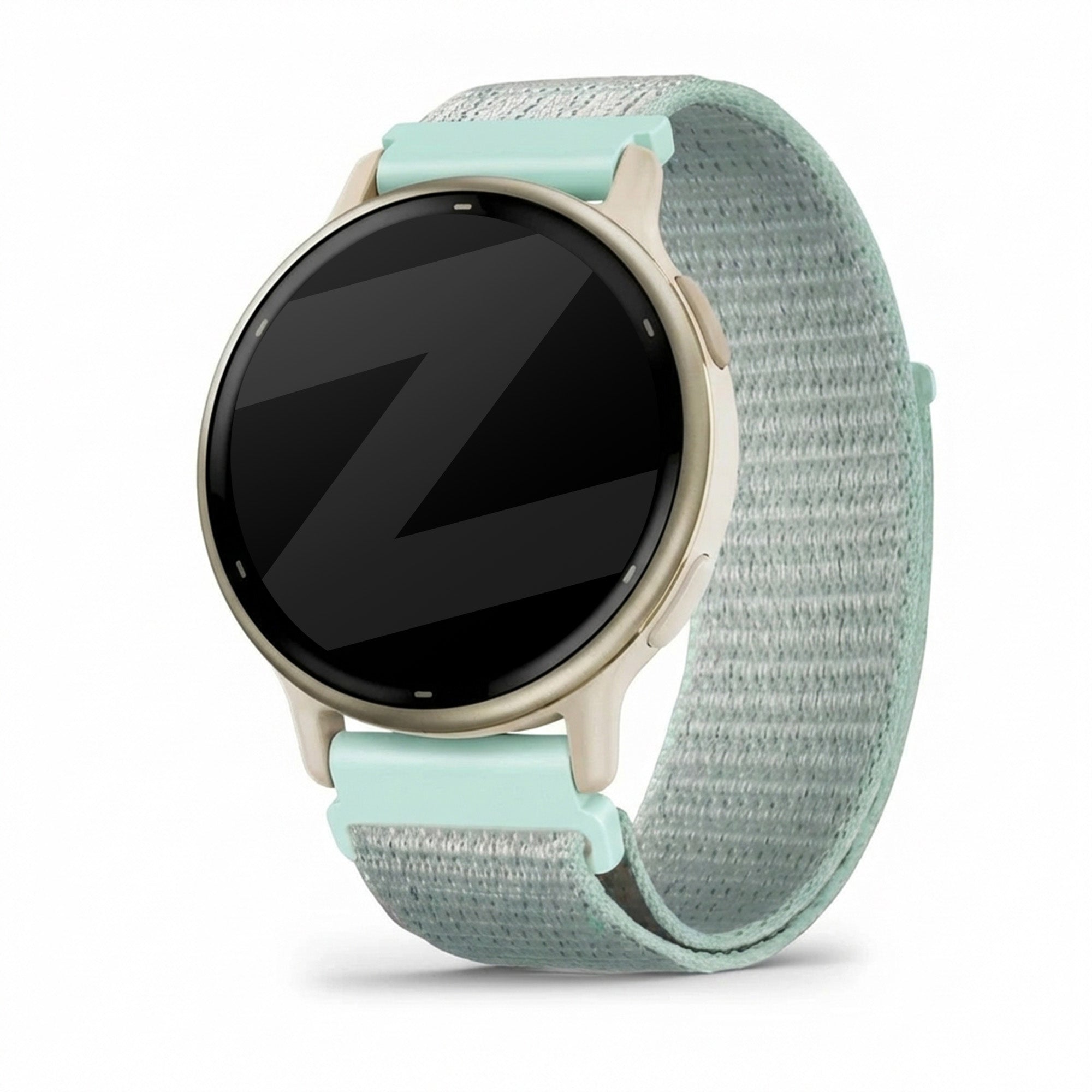 Bandz Garmin Vivoactive 5 nylon loop band (licht cyaan)