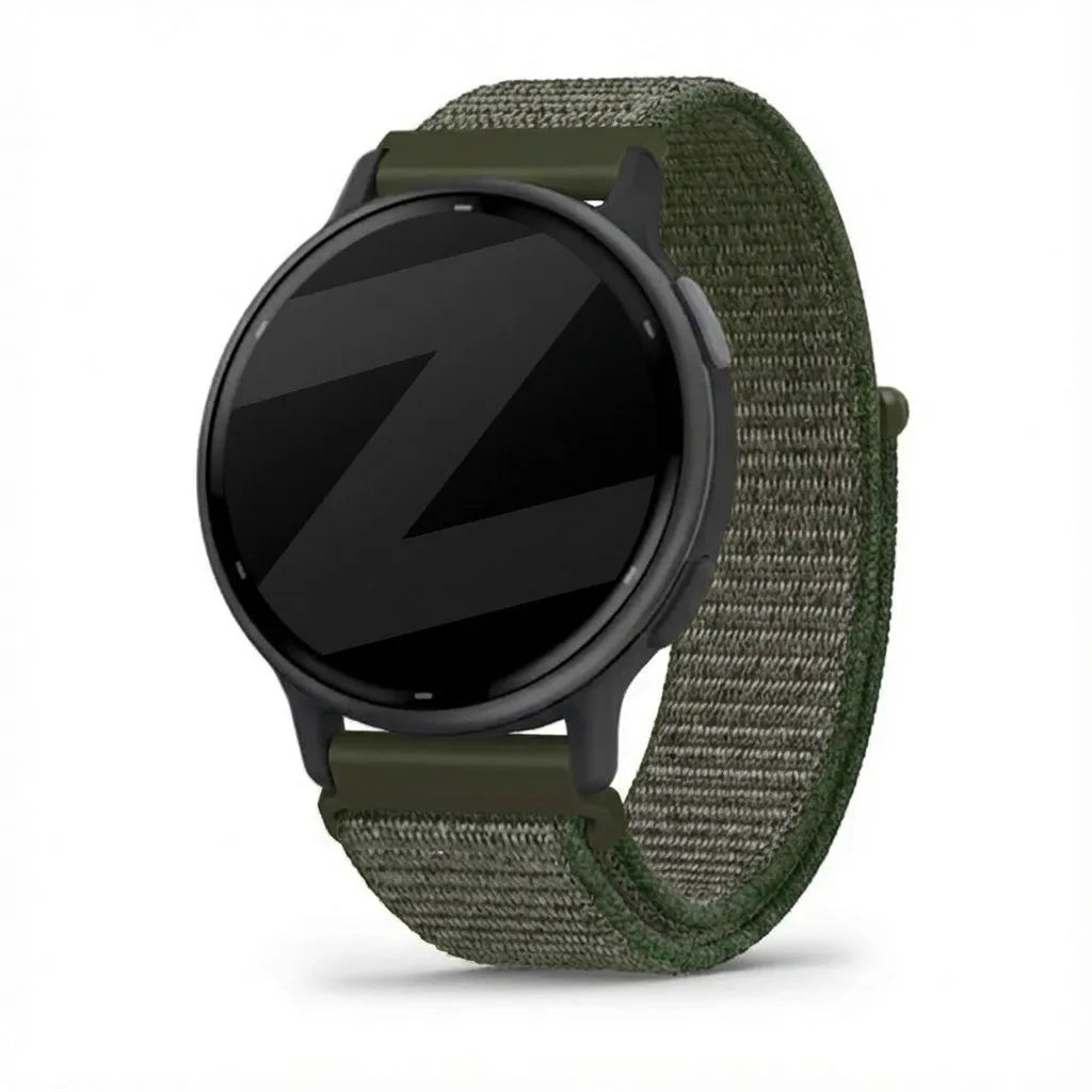 Bandz Garmin Vivoactive 5 nylon loop band (olijfgroen)