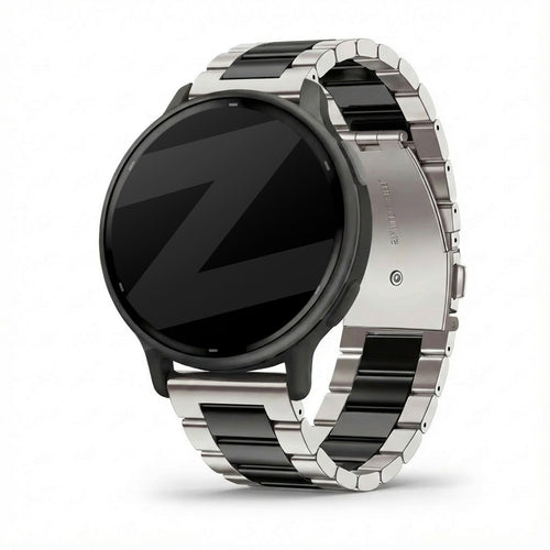 Bandz Garmin Vivoactive 5 stalen band 'Classic' (zilver/zwart)