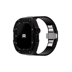 Reqior Apple Watch 45mm case met rubberen band (Zwart)
