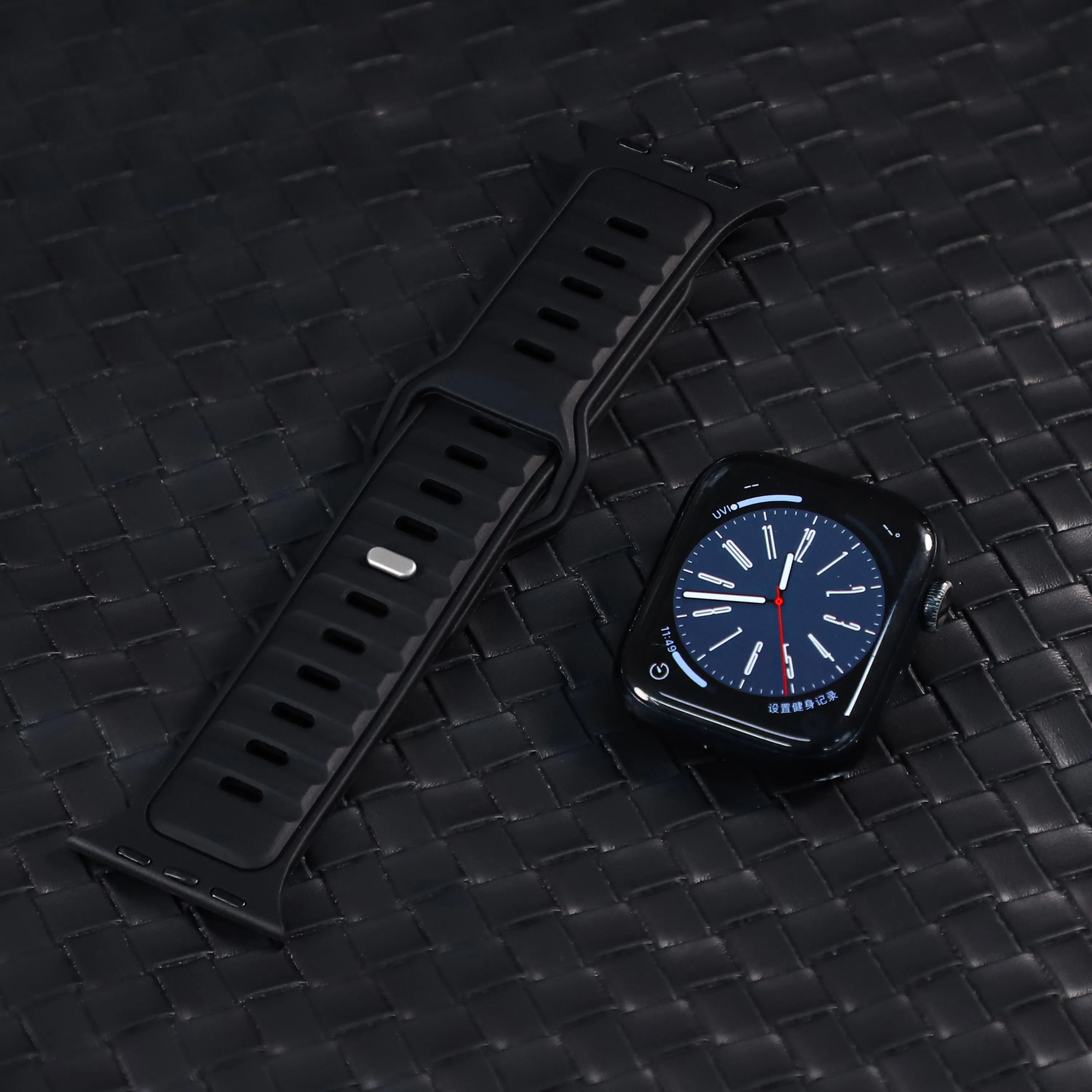 Apple Watch premium outdoor siliconen bandje (zwart/zwart)