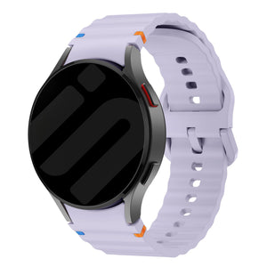 Wave Silicone Strap, light purple, on a watch, 3/4 front view