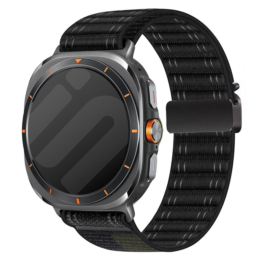 Samsung Galaxy Watch Ultra Wave nylon band met P-buckle (zwart)