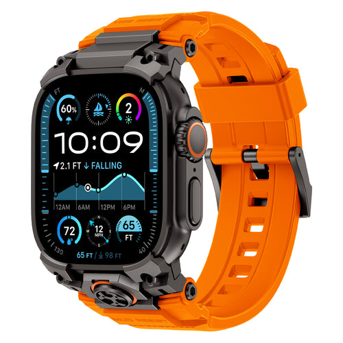 Apple Watch Ultra four claw' siliconen band (oranje met zwart)