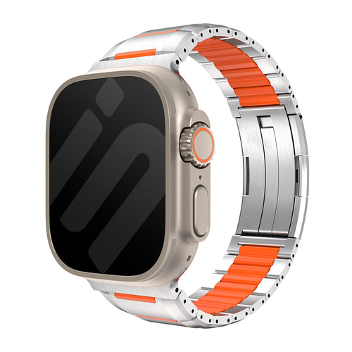 Apple Watch stalen hybrid band (titanium/oranje)