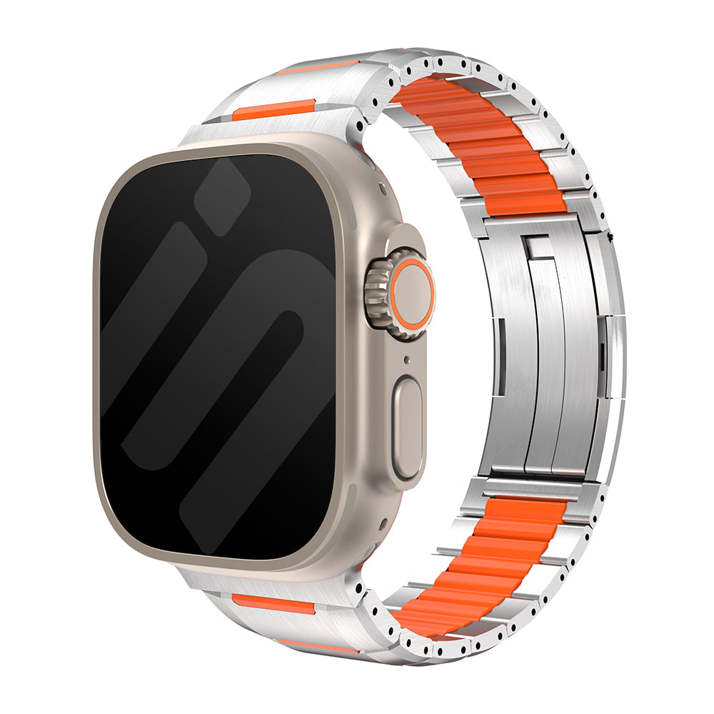 Apple Watch stalen hybrid band (titanium/oranje)