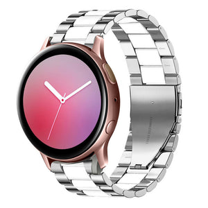 Steel Strap, silver/white, on a watch, 3/4 front view