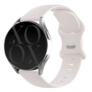 Silicone Strap, beige, on a watch, 3/4 front view