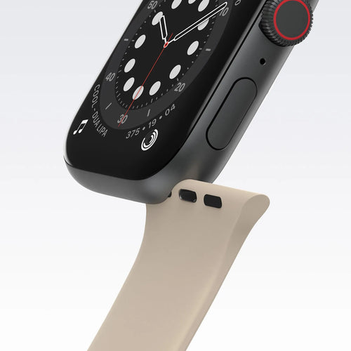 Silicone Strap, brown, on a watch, 3/4 front view
