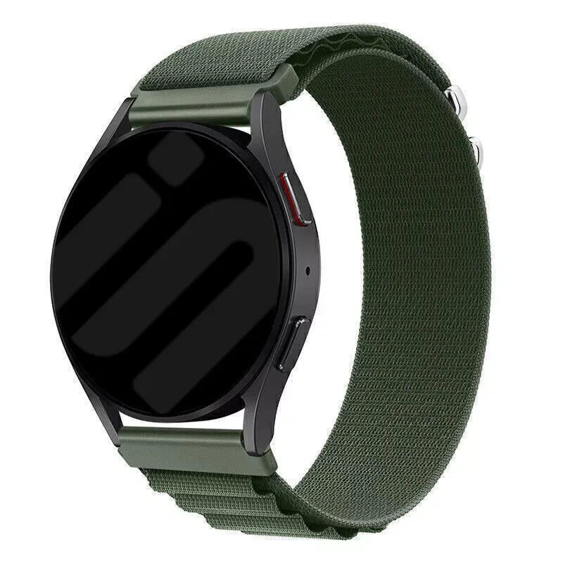 Alpine Nylon Strap, green, on a watch, 3/4 front view