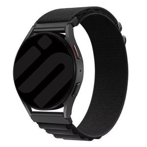 Alpine Nylon Strap, black, on a watch, 3/4 front view