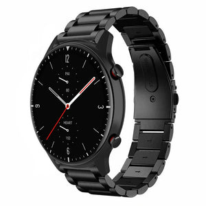 Steel Strap, black, on a watch, 3/4 front view