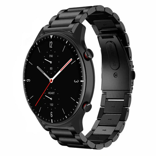 Steel Strap, black, on a watch, 3/4 front view