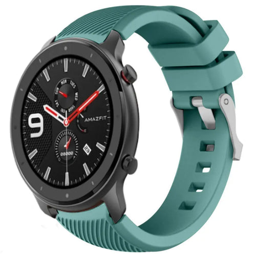 Twill Silicone Strap, viridian, on a watch, 3/4 front view
