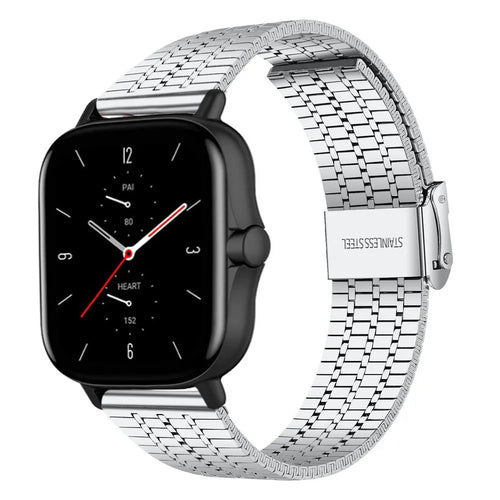 Fine Steel Strap, silver, on a watch, 3/4 front view