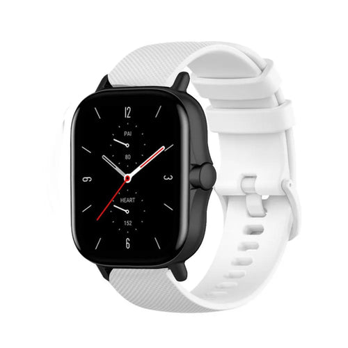 Premium Silicone Strap, white, on a watch, 3/4 front view
