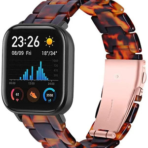 Metal Resin Strap, lava, on a watch, 3/4 front view
