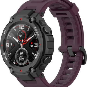 Silicone Strap, purple, on a watch, 3/4 front view