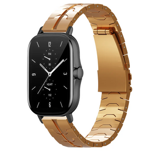 Steel Iron Strap, rose gold, on a watch, 3/4 front view