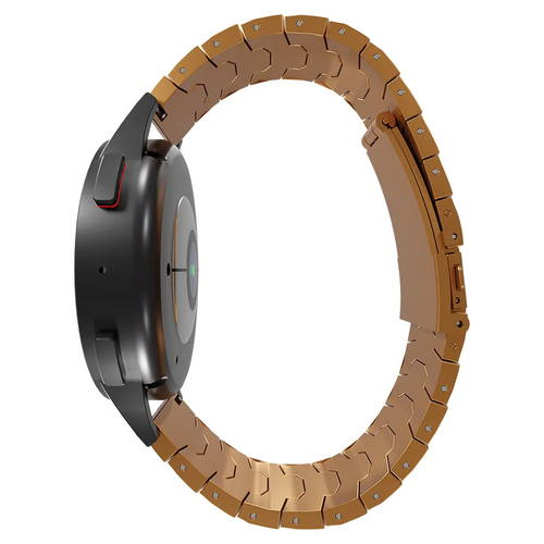 Steel Iron Strap, rose gold, on a watch, 3/4 front view