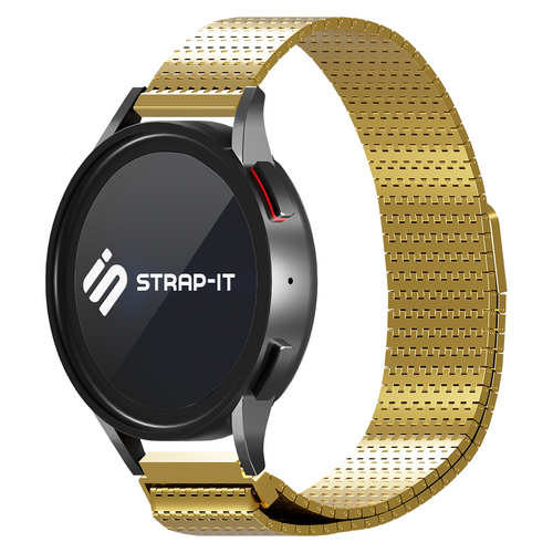 Metal Mesh Strap 'Deluxe', gold, on a watch, 3/4 front view