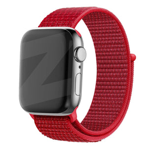 Nylon Strap 'Classic', red, on a watch, 3/4 front view