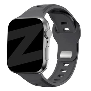 Silicone Strap 'Outdoor', dark grey, on a watch, 3/4 front view