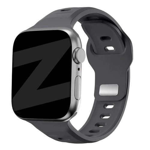 Silicone Strap 'Outdoor', dark grey, on a watch, 3/4 front view