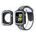 Apple Watch 7 sport band + TPU case (wit/zwart)