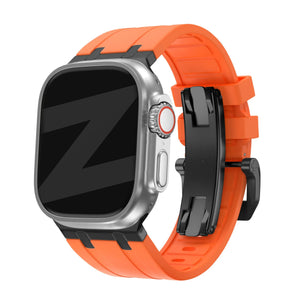 Silicone Strap 'Luxe Liquid', on a watch, 3/4 front view