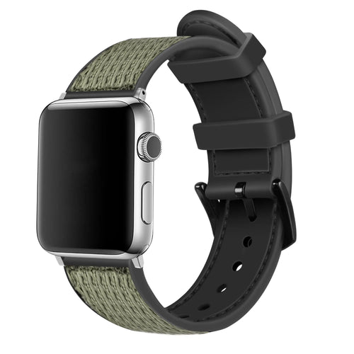Nylon Hybrid Strap, green, on a watch, 3/4 front view