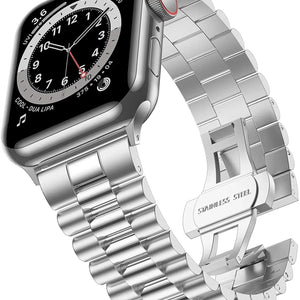 Presidential Steel Strap, silver, on a watch, 3/4 front view