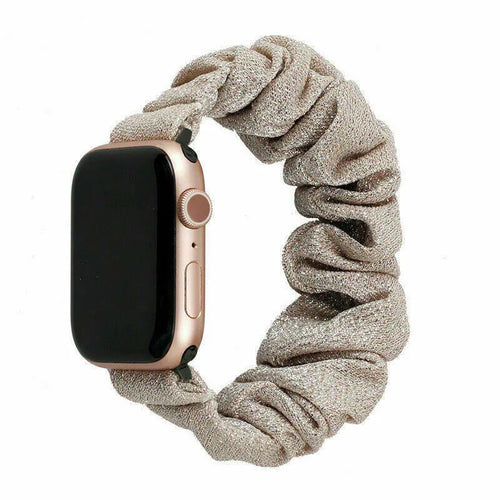 Nylon Scrunchie Strap, beige, on a watch, 3/4 front view