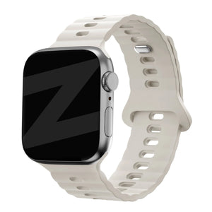 Silicone Strap 'Single Link', starlight, on a watch, 3/4 front view