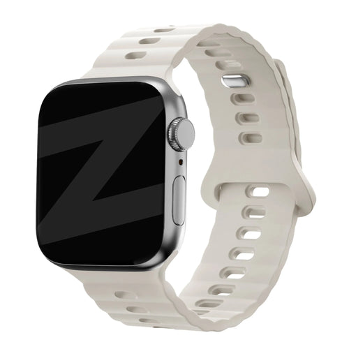 Silicone Strap 'Single Link', starlight, on a watch, 3/4 front view