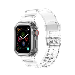 Silicone Transparent TPU Strap, on a watch, 3/4 front view