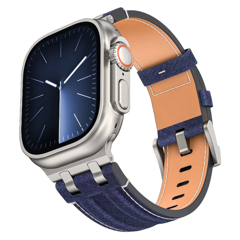 apple watch denim band blue silver