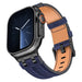 Apple Watch denim leren band (blauw met zwart)
