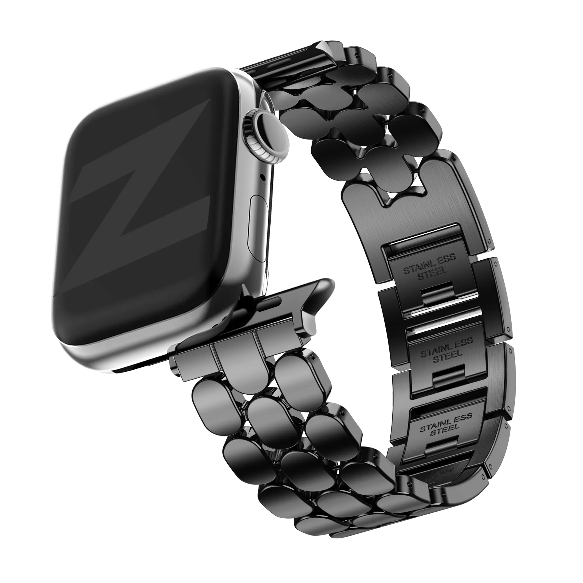 Bandz Apple Watch Steel Strap 'Oval' (Black)