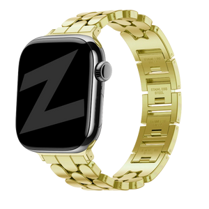 Steel Strap 'Oval', gold, on a watch, 3/4 front view