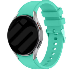 Silicone Strap 'Perfect Fit', aqua, on a watch, 3/4 front view
