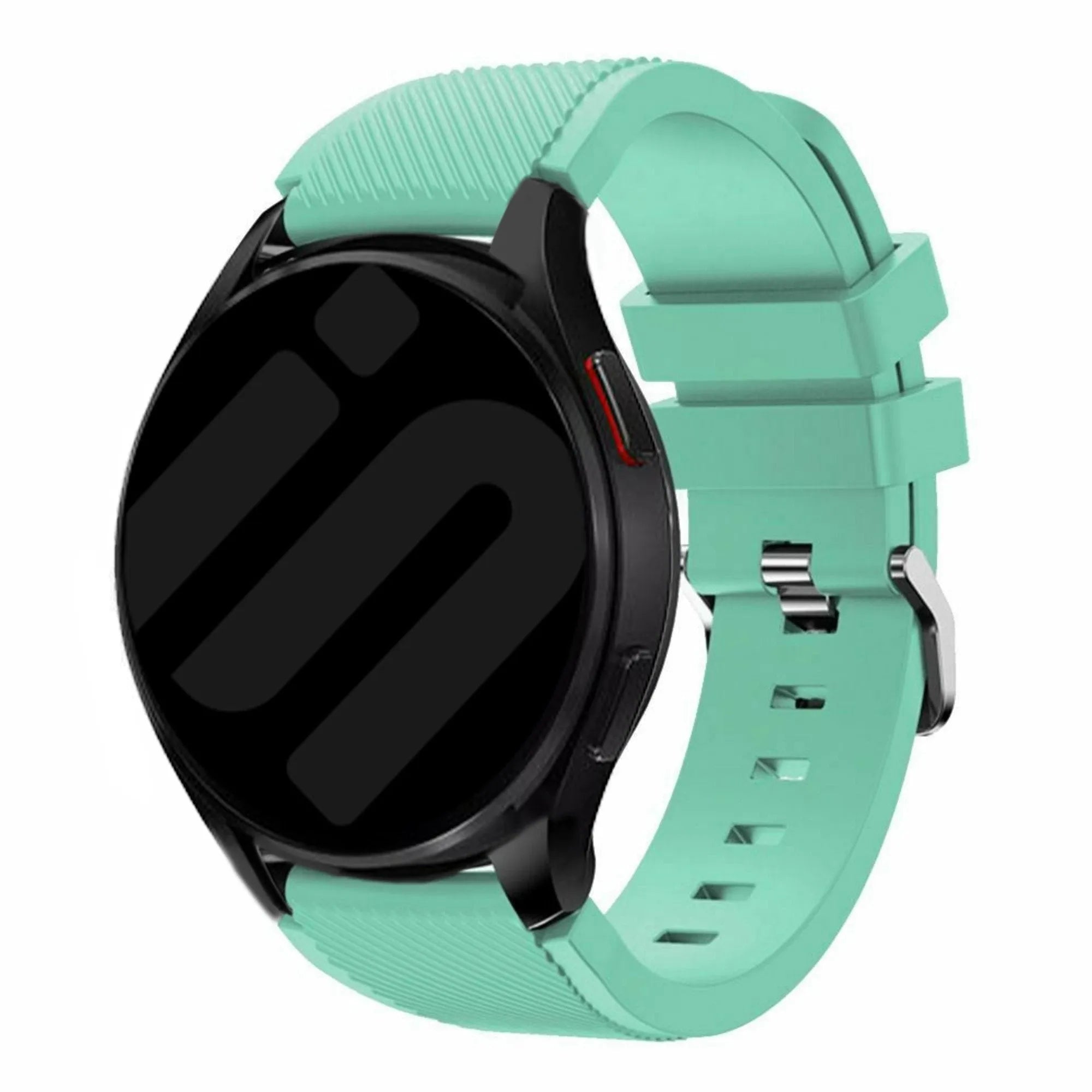Twill Silicone Strap, aqua, on a watch, 3/4 front view