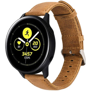 Leather Strap, brown, on a watch, 3/4 front view