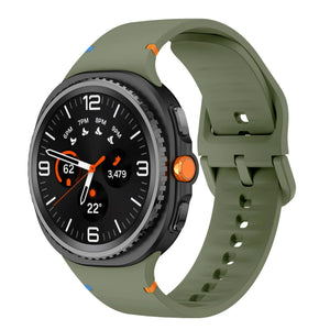 Silicone Strap, army green, on a watch, 3/4 front view