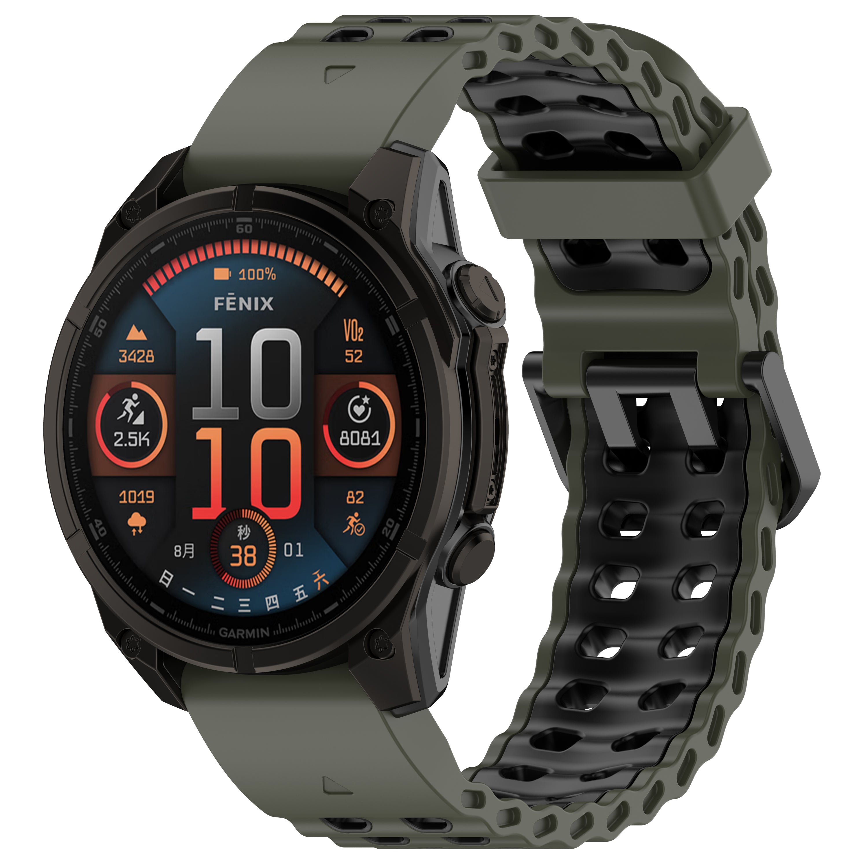 Garmin Tactix 7 Pro wave sport band (Groen/zwart)