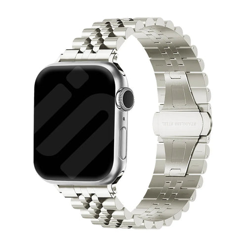 Jubilee Steel Strap, champagne, on a watch, 3/4 front view