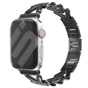 Steel Strap V-Type, black, on a watch, 3/4 front view