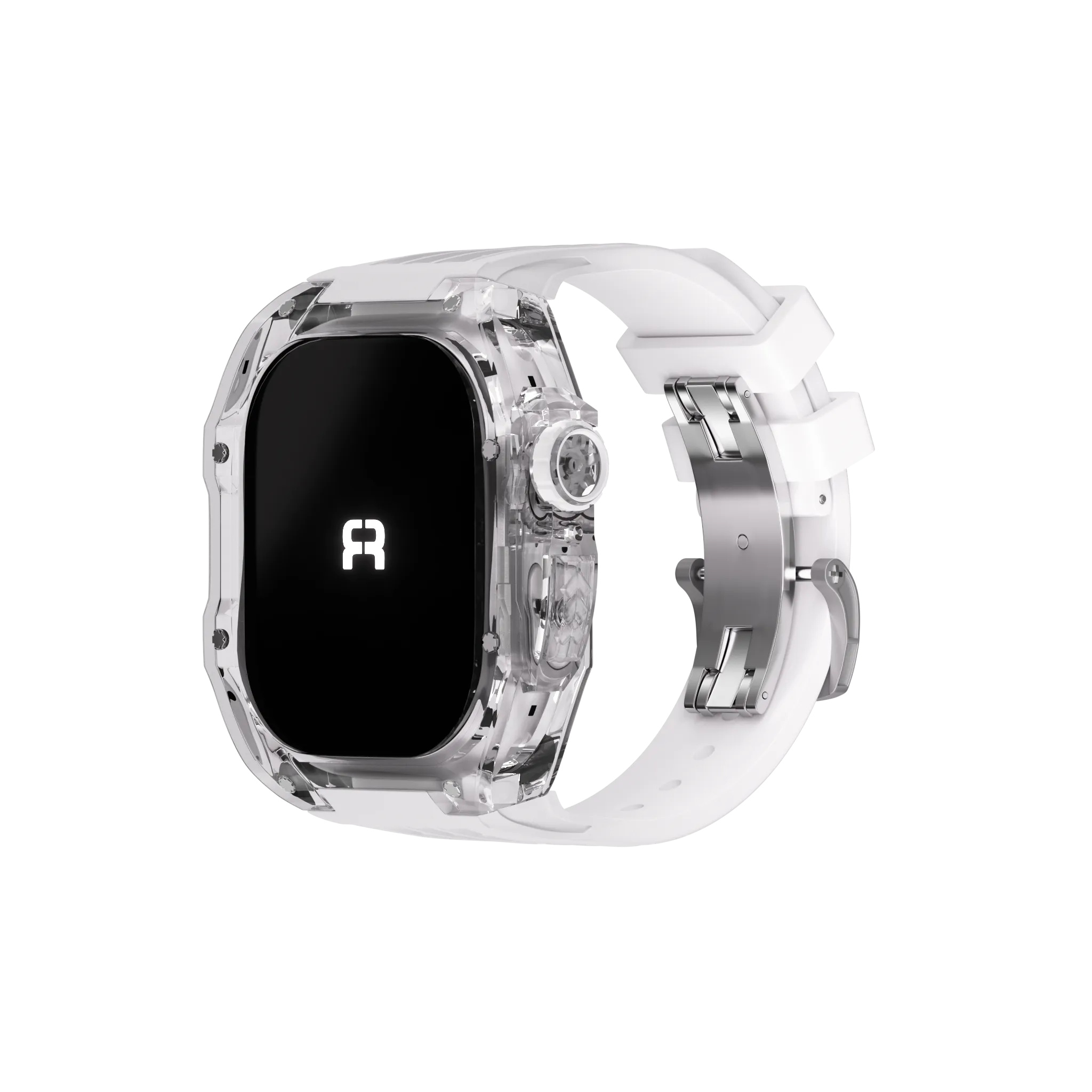 Reqior Apple Watch 45mm polymer case met rubberen band (transparant)