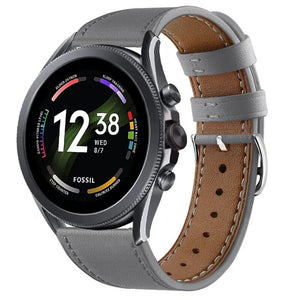 Modern Leather Strap, grey, on a watch, 3/4 front view