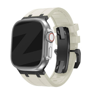 Bandz Apple Watch Ultra siliconen band 'Luxe Liquid' (beige met zwart)